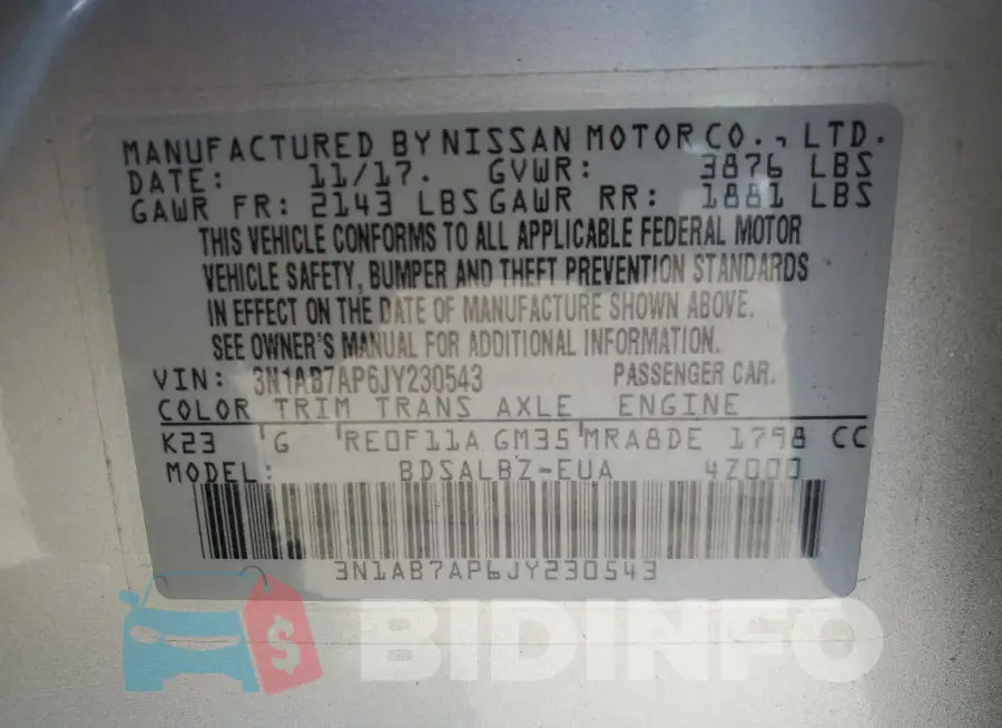 3N1AB7AP6JY230543 Photo# 13