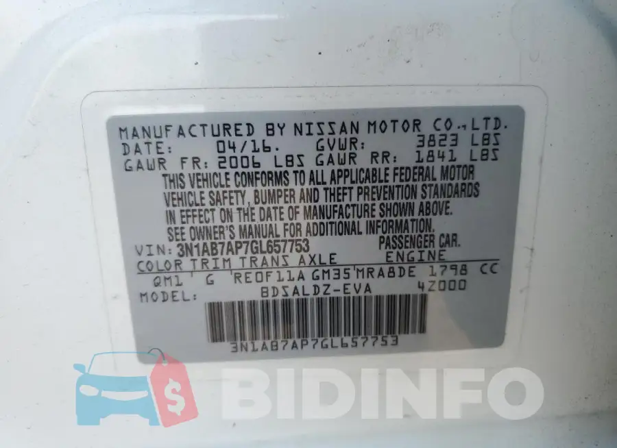 3N1AB7AP7GL657753 Photo# 12
