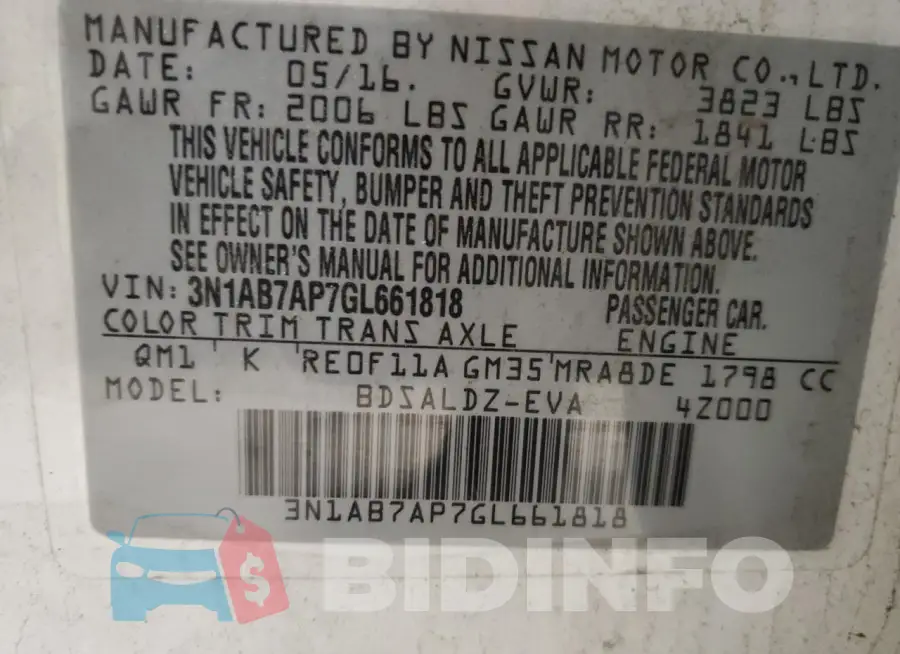 3N1AB7AP7GL661818 Photo# 12