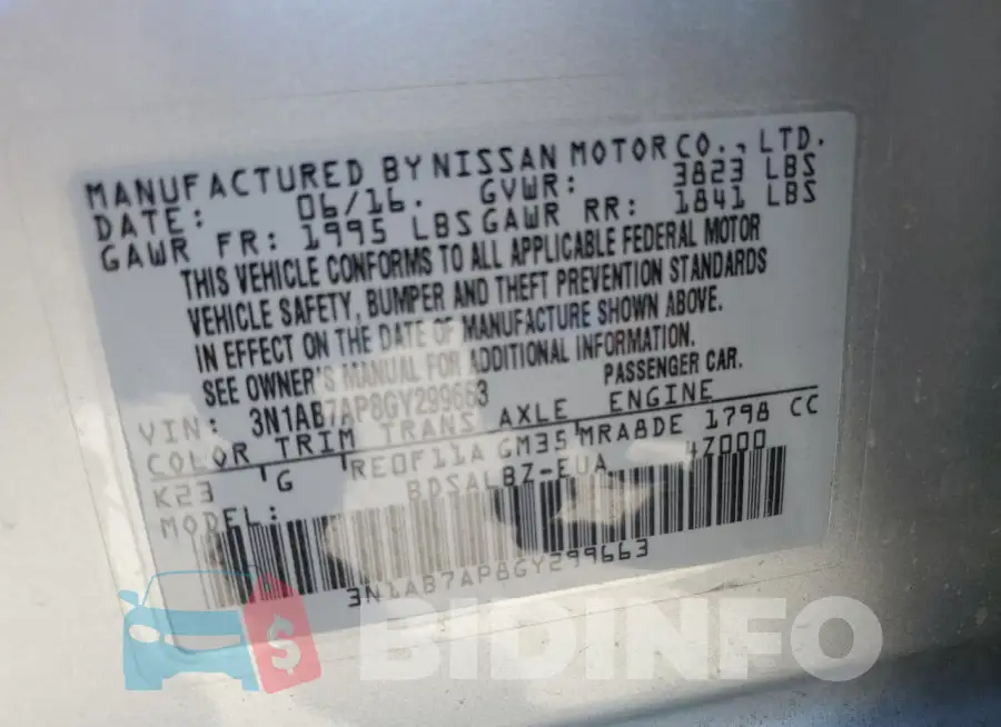 3N1AB7AP8GY299663 Photo# 12