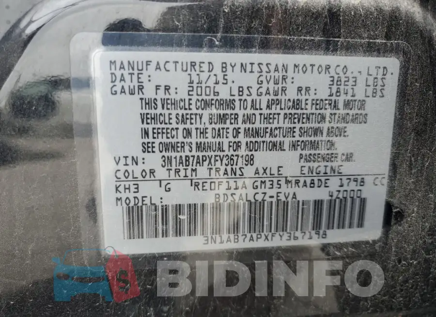3N1AB7APXFY367198 Photo# 12