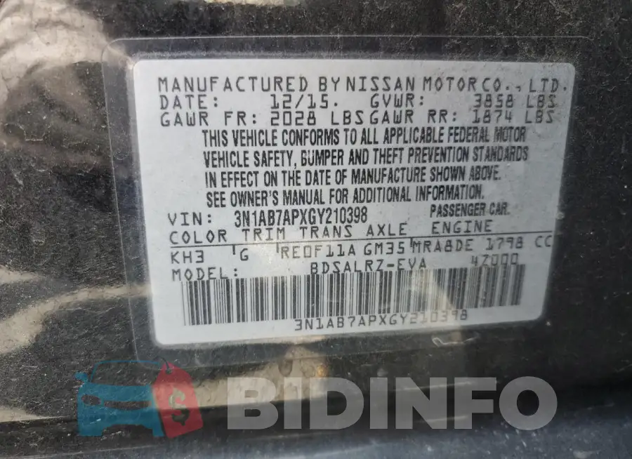 3N1AB7APXGY210398 Photo# 12