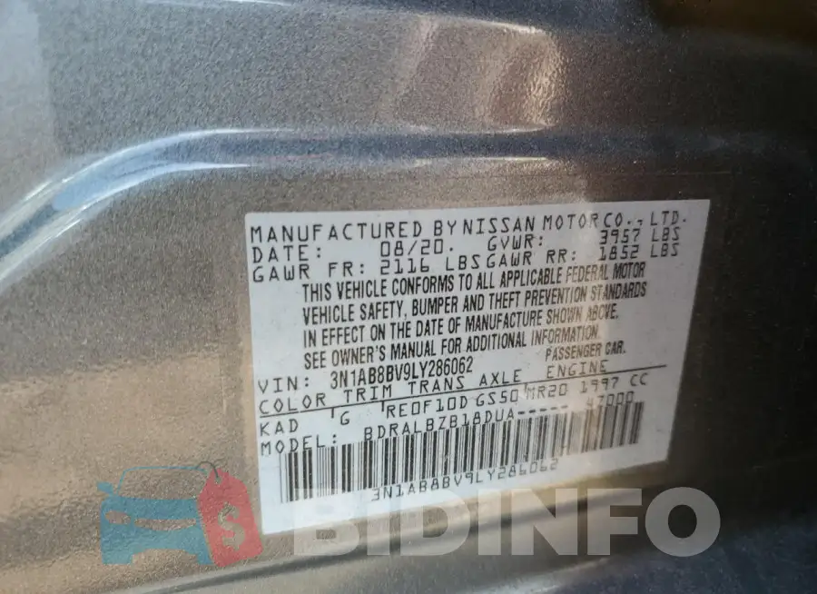 3N1AB8BV9LY286062 Photo# 13