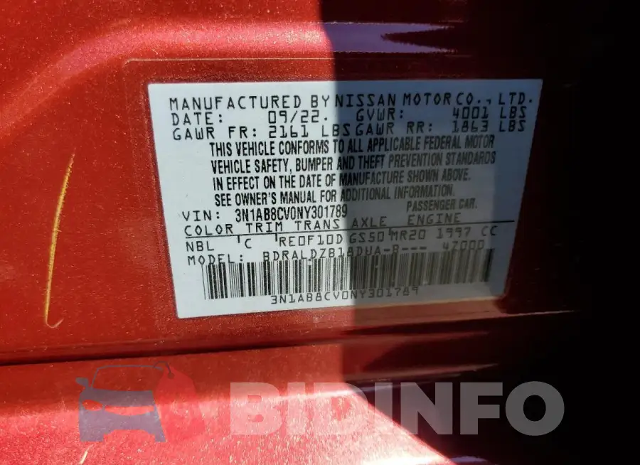3N1AB8CV0NY301789 Photo# 12