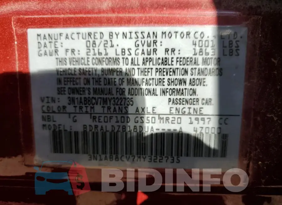 3N1AB8CV7MY322735 Photo# 12