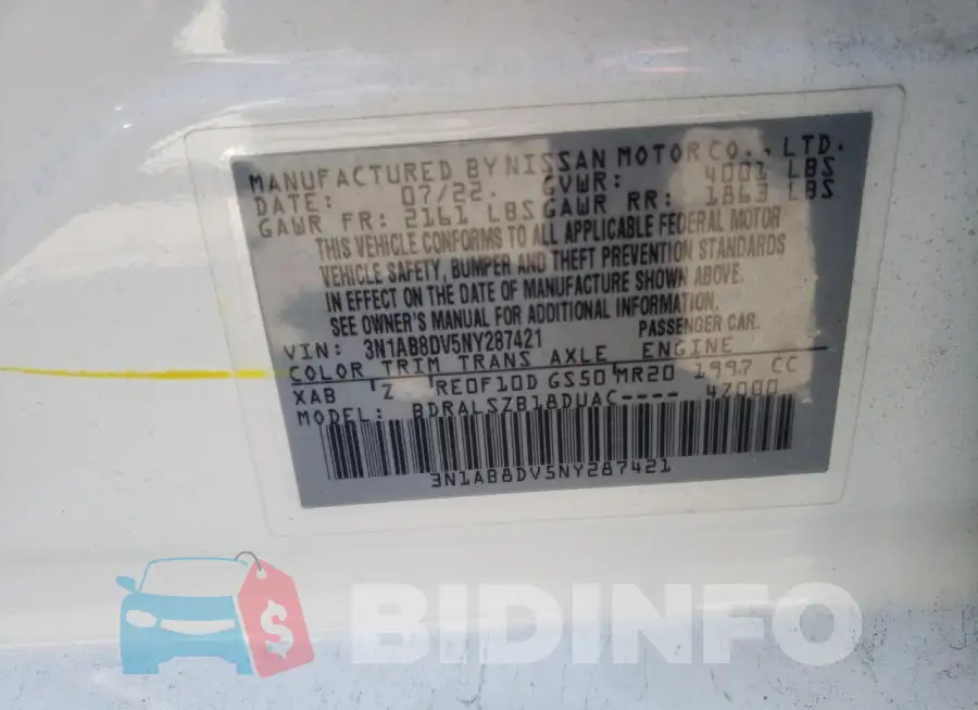 3N1AB8DV5NY287421 Photo# 12