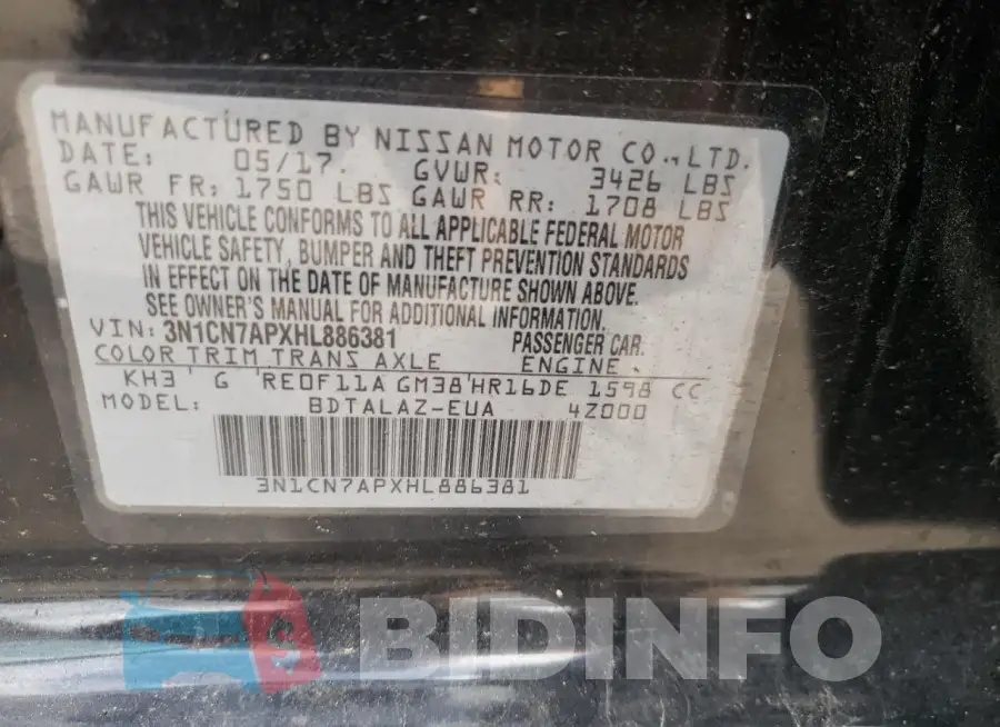 3N1CN7APXHL886381 Photo# 13