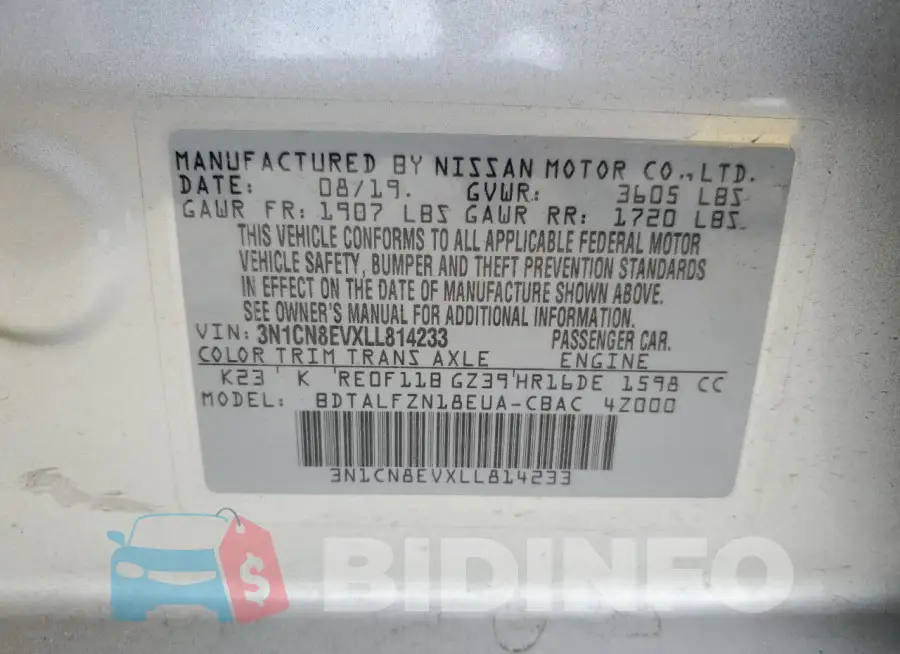 3N1CN8EVXLL814233 Photo# 13