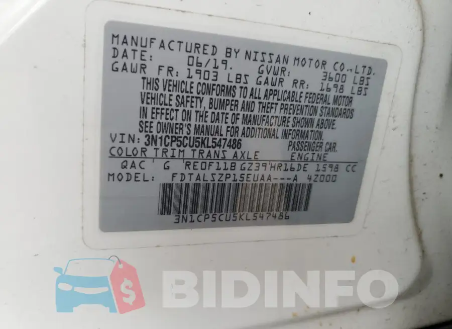 3N1CP5CU5KL547486 Photo# 13
