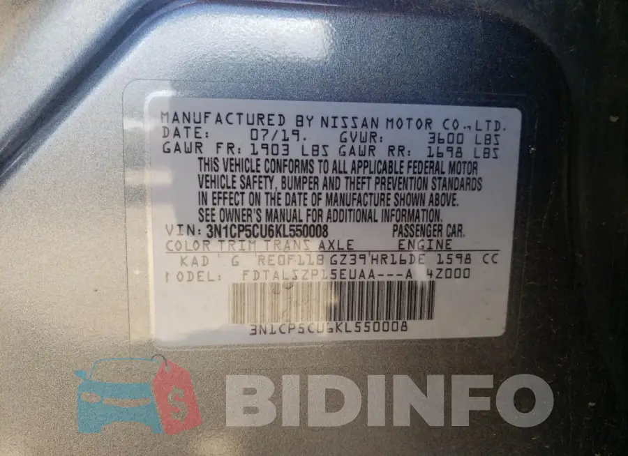 3N1CP5CU6KL550008 Photo# 12