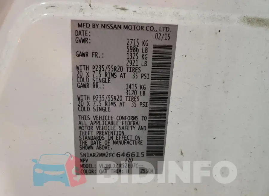 5N1AR2MM2FC646615 Photo# 14
