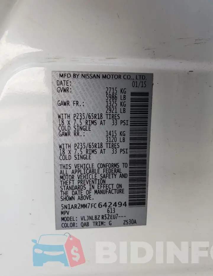 5N1AR2MM7FC642494 Photo# 13