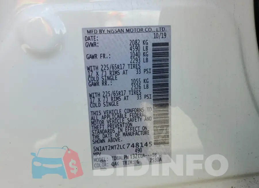 5N1AT2MT2LC748145 Photo# 14