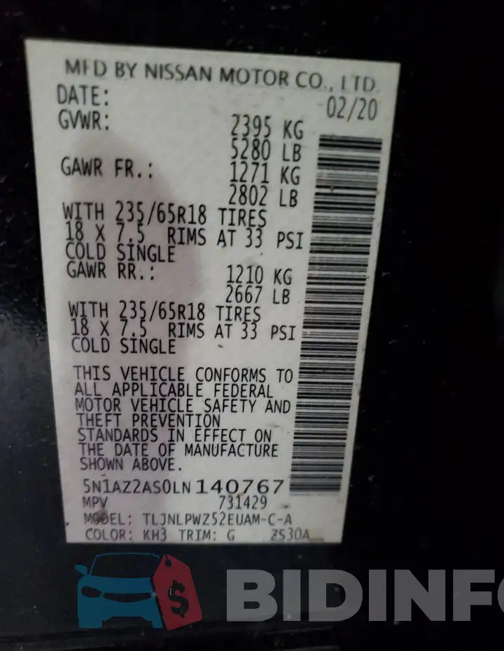 5N1AZ2AS0LN140767 Photo# 13