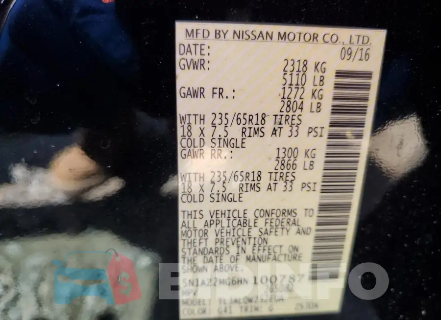 5N1AZ2MG6HN100787 Photo# 13