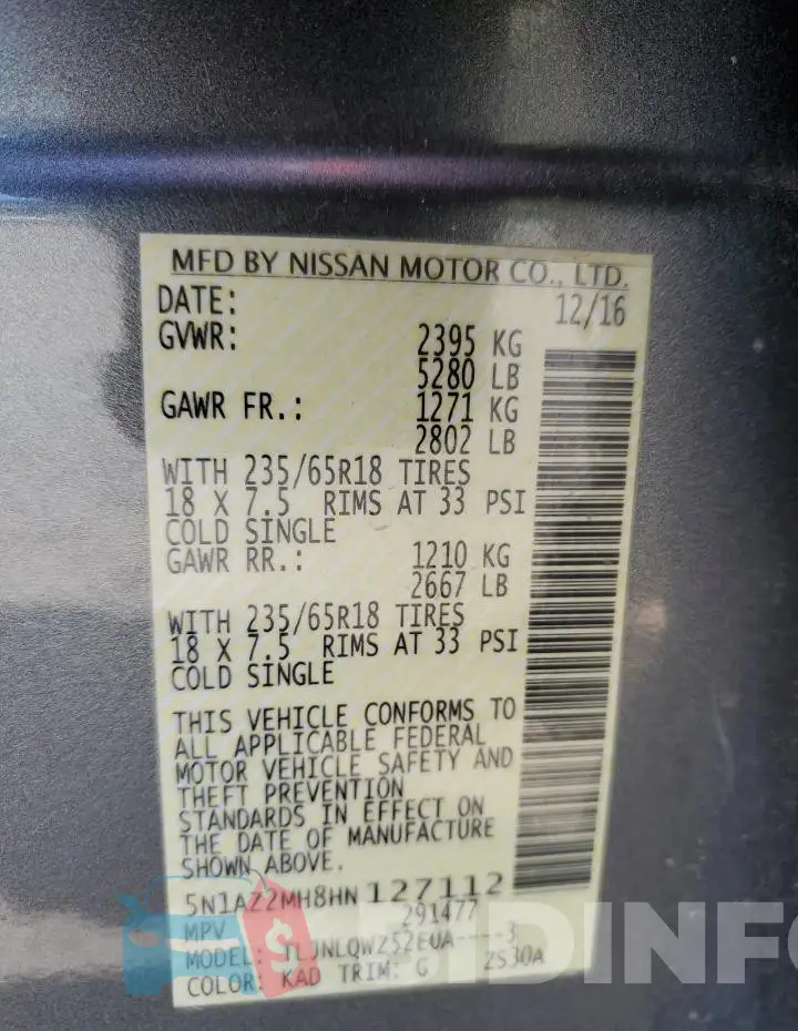 5N1AZ2MH8HN127112 Photo# 12