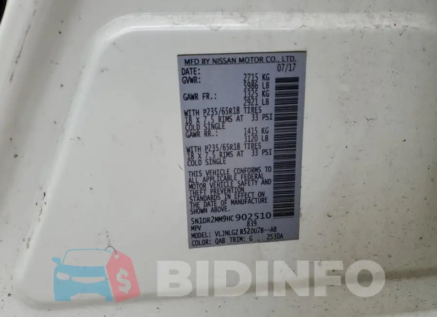5N1DR2MM9HC902510 Photo# 13