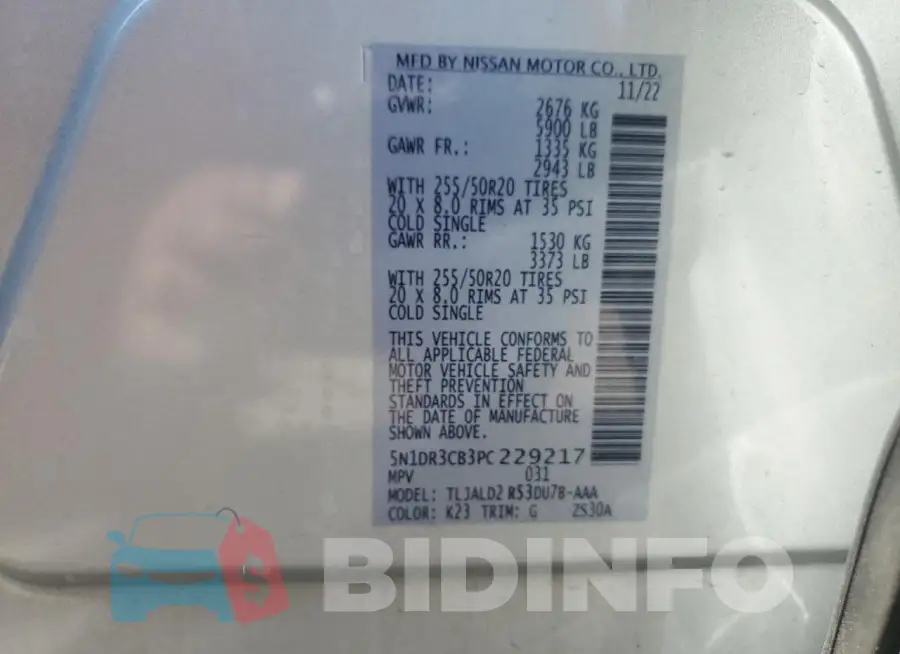 5N1DR3CB3PC229217 Photo# 13