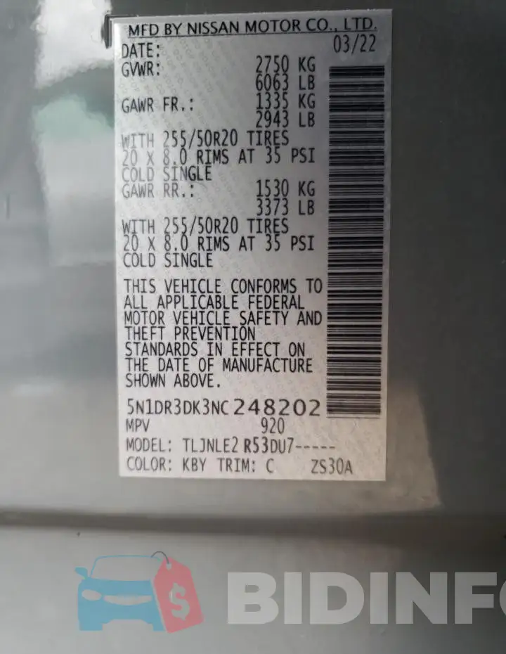 5N1DR3DK3NC248202 Photo# 13