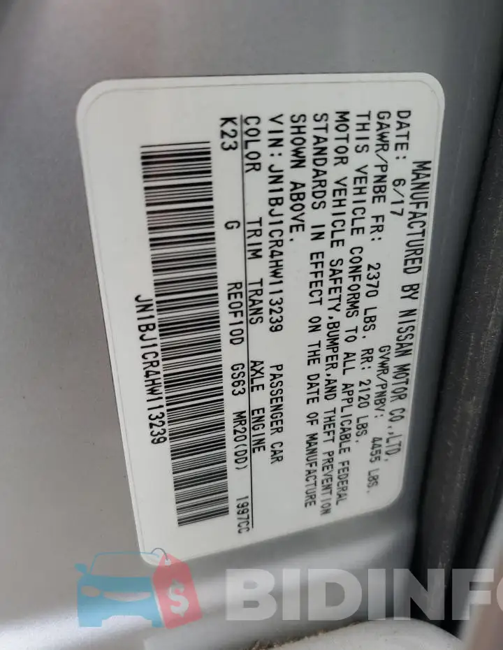 JN1BJ1CR4HW113239 Photo# 13