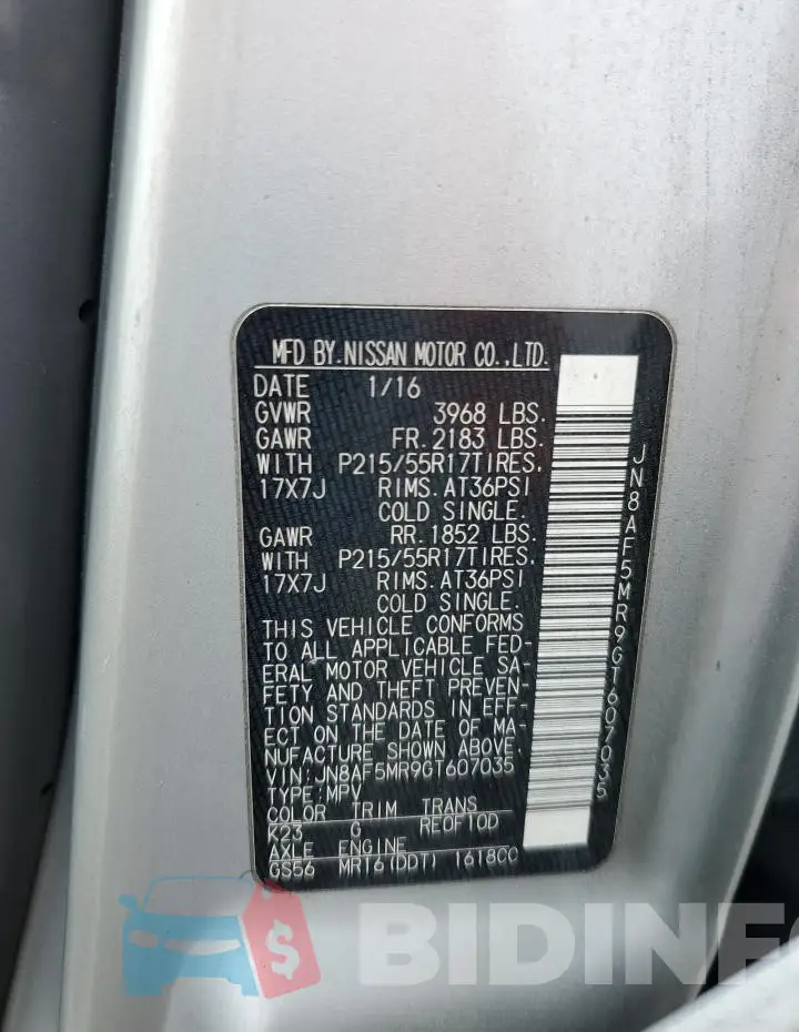 JN8AF5MR9GT607035 Photo# 13
