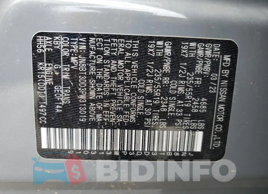 JN8BT3DD3PW313019 Photo# 13