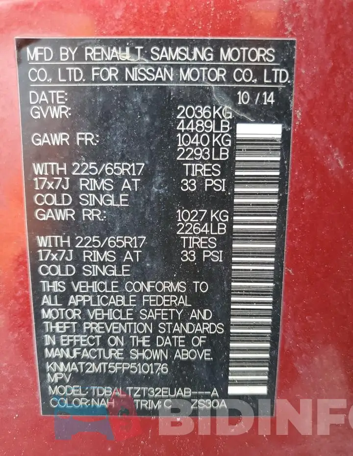 KNMAT2MT5FP510176 Photo# 12