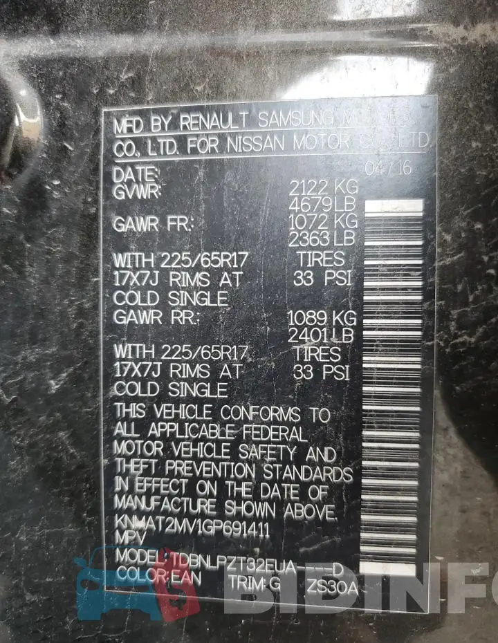 KNMAT2MV1GP691411 Photo# 13