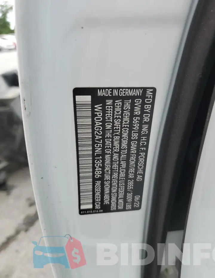 WP0AG2A75NL135486 Photo# 13