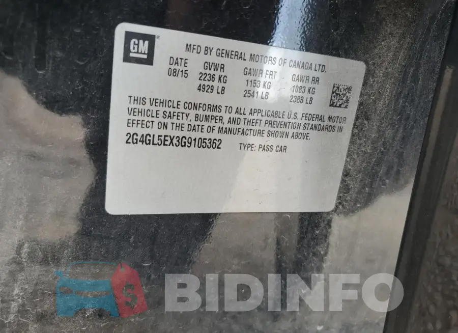 2G4GL5EX3G9105362 Photo# 12