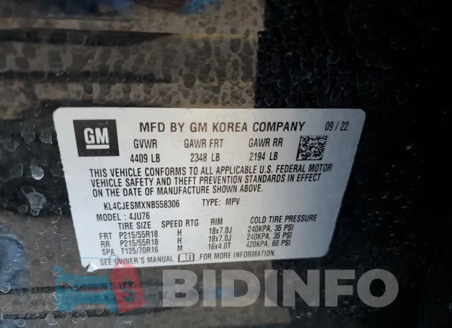 KL4CJESMXNB558306 Photo# 13