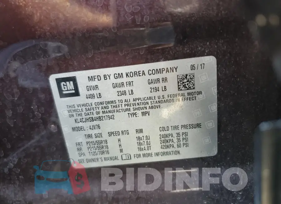 KL4CJHSB4HB217942 Photo# 14