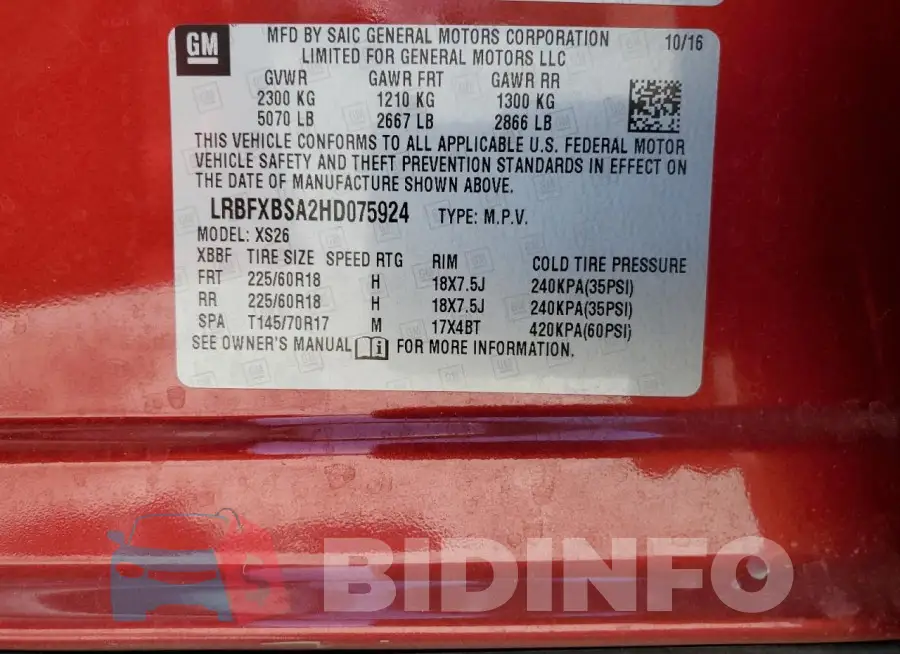 LRBFXBSA2HD075924 Photo# 13