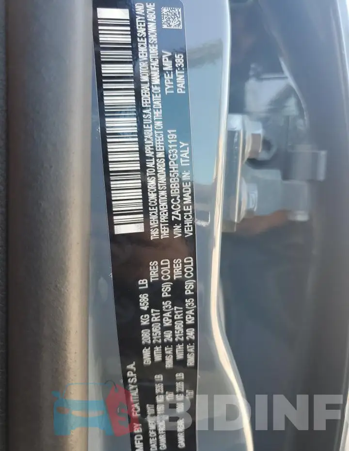 ZACCJBBB5HPG31191 Photo# 13