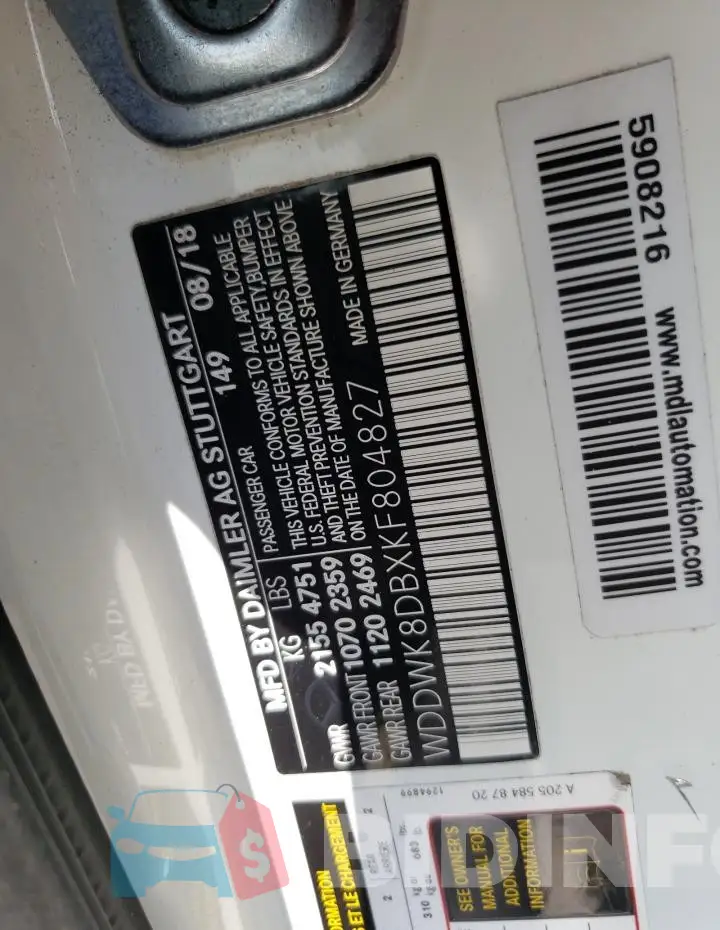 WDDWK8DBXKF804827 Photo# 12