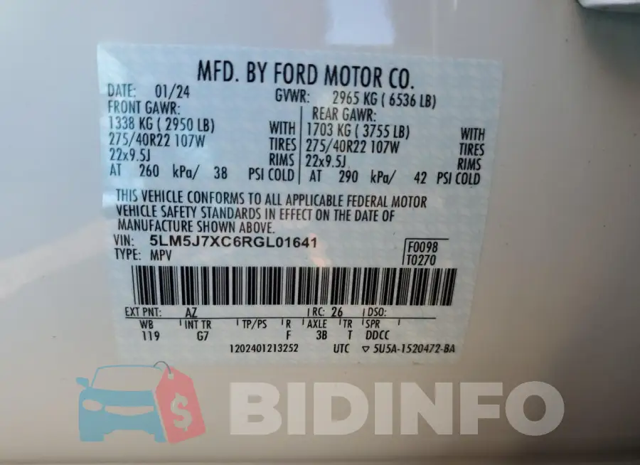 5LM5J7XC6RGL01641 Photo# 14