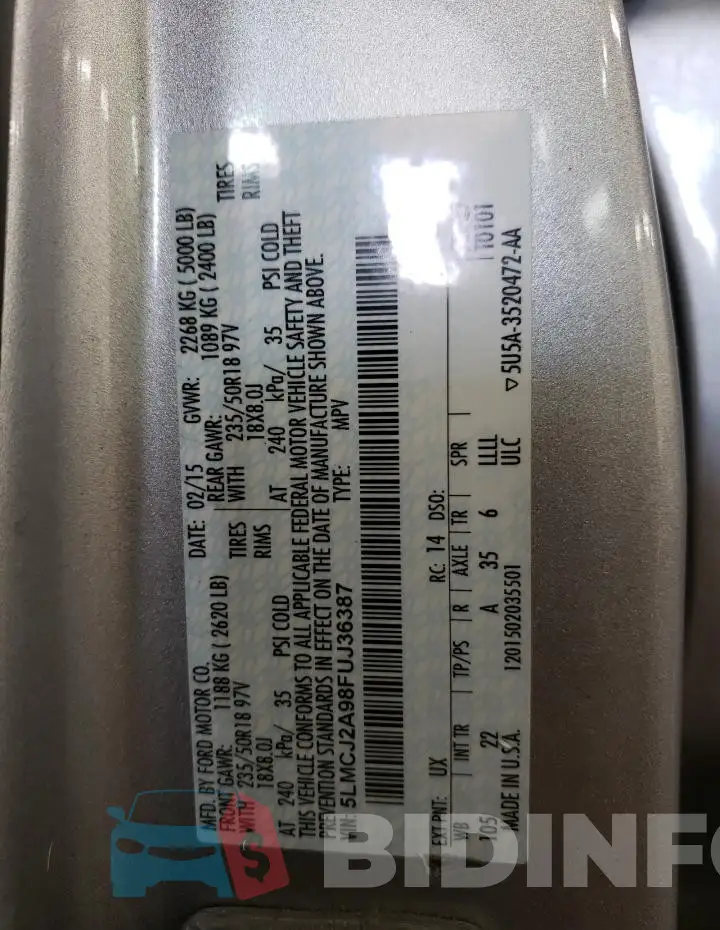 5LMCJ2A98FUJ36387 Photo# 12