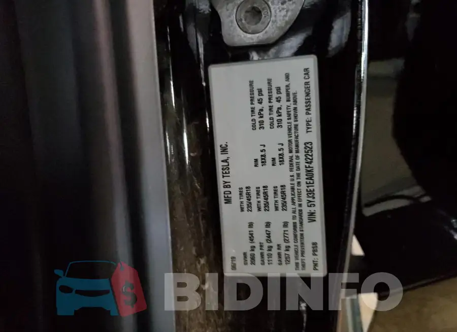 5YJ3E1EA0KF422523 Photo# 12