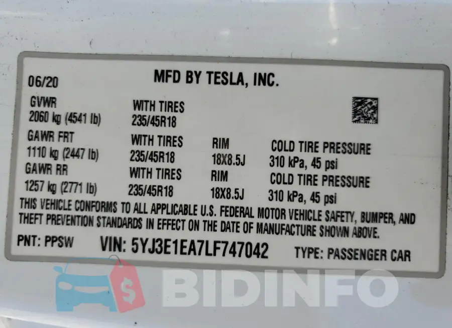5YJ3E1EA7LF747042 Photo# 12