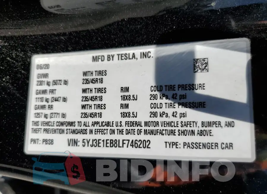 5YJ3E1EB8LF746202 Photo# 12