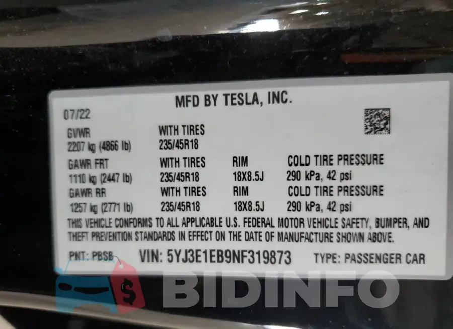 5YJ3E1EB9NF319873 Photo# 12