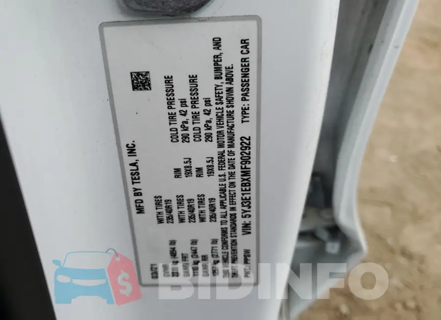 5YJ3E1EBXMF902922 Photo# 12