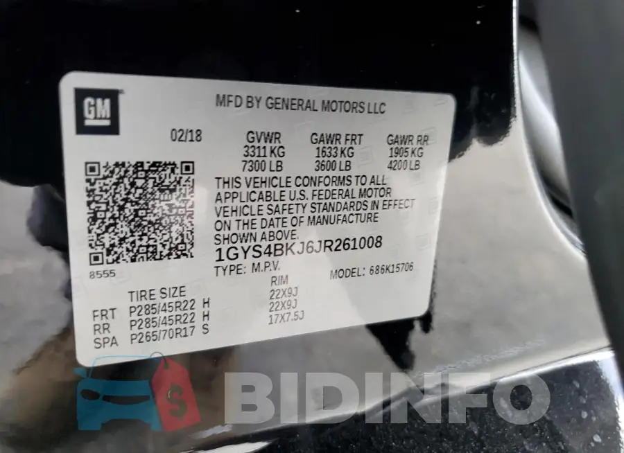 1GYS4BKJ6JR261008 Photo# 13