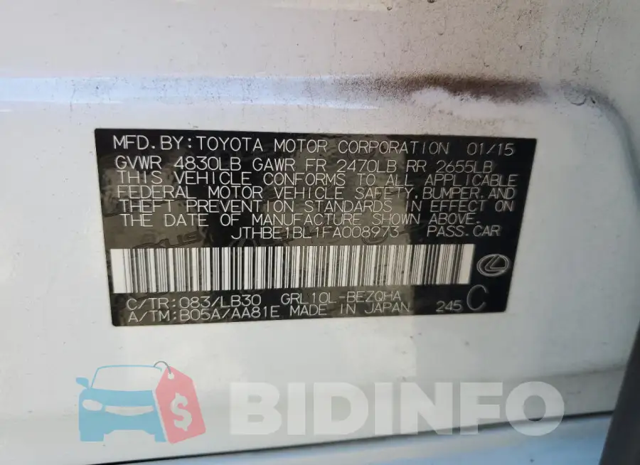 JTHBE1BL1FA008973 Photo# 12