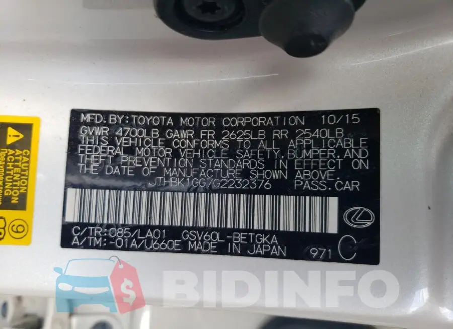 JTHBK1GG7G2232376 Photo# 13