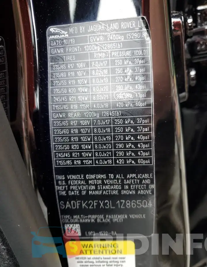 SADFK2FX3L1Z86504 Photo# 14