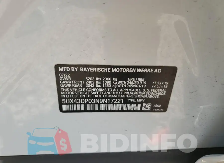 5UX43DP03N9N17221 Photo# 12