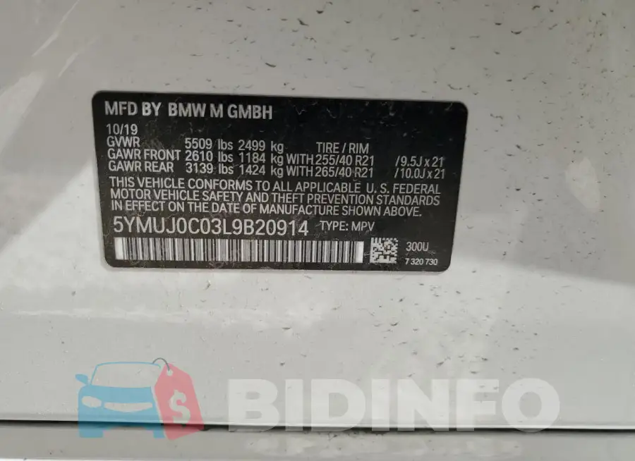 5YMUJ0C03L9B20914 Photo# 12
