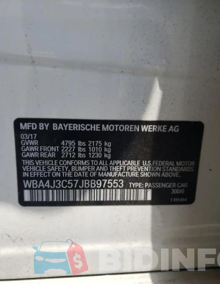 WBA4J3C57JBB97553 Photo# 12