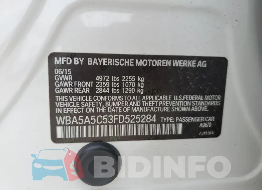 WBA5A5C53FD525284 Photo# 12
